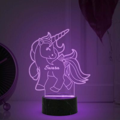 3D Illusion Unicorn Horse  Night Lamp with Warm White Light Customized with Name Gifts for Kids ,Bedroom Decoration